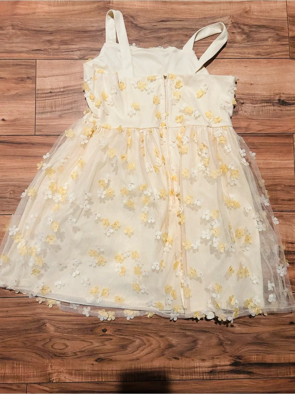 The Children's Place Cream Dress with Yellow Floral Appliqués